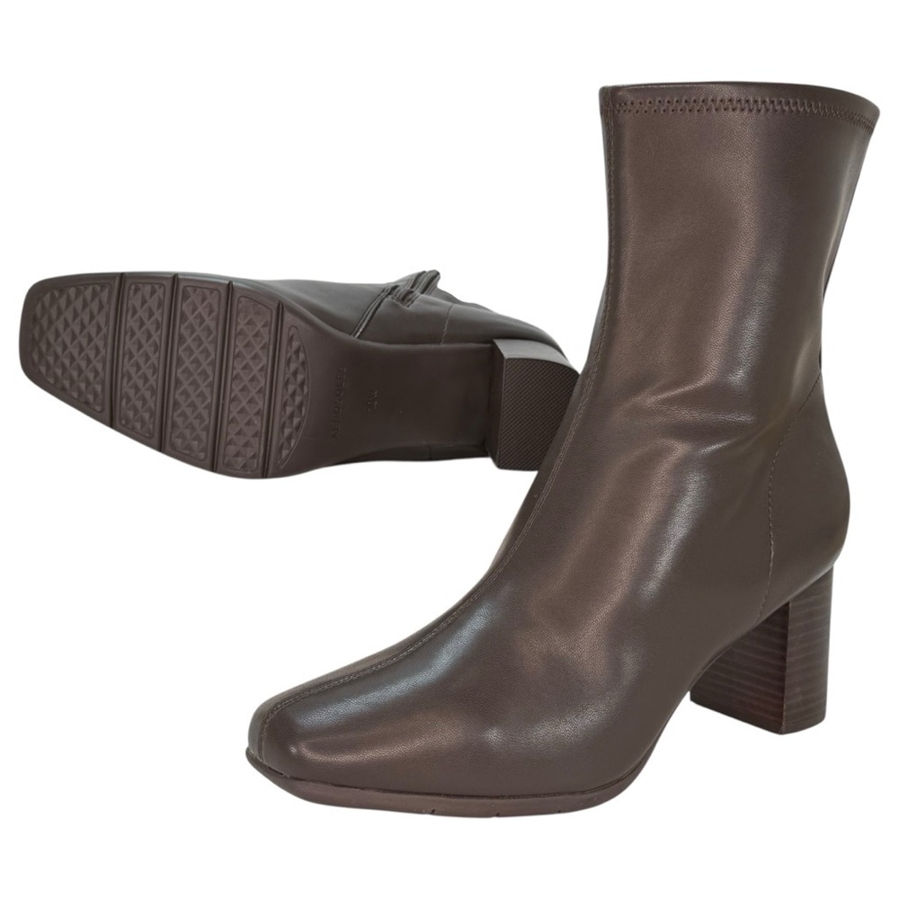 Aerosoles Miley Chocolate Brown Faux Leather Womens Ankle Booties Size 10W - Picture 12 of 14